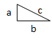 A picture of a right triangle - a triangle with one angle that is exactly 90 degrees. The two sides or legs adjacent to the 90-degree angle are labeled a and b. The side opposite the 90-degree angle, the hypotenuse, is labeled c.