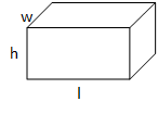 picture of a solid rectangle with sides h, l, and w.