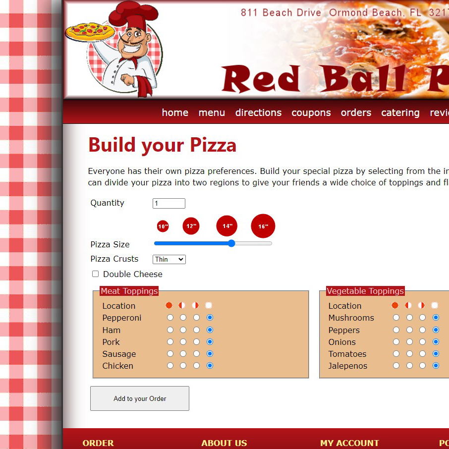 preview of Build your pizza page