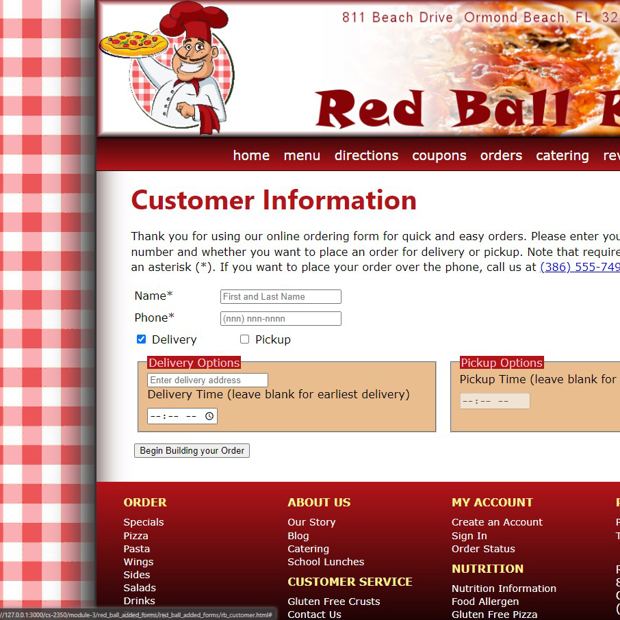 preview of customer info page